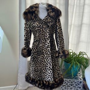 Vintage mod Leopard Fur Coat Authentic Fur Trim Afghan Penny Lane statement